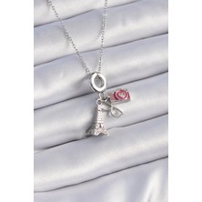 316L Çelik Gümüş Renk Eyfel Kule Fotoğraf Makinesi Model Charm Kadın Kolye - Lisinya