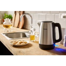 Beyaz Günlük Metal Su Isıtıcı, Yaylı Kapak ve Işıklı Gösterge