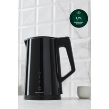 Dijital Çift Duvarlı Paslanmaz Çelik Su Isıtıcı, Wi-Fi Bağlantılı, Büyük Hacimli Siyah