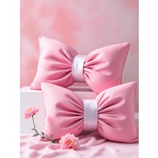 2'li Lüks Keten Set Fiyonk Görünümlü Dekoratif Yastık Dolgulu Fiyonk Hediye Yastık Kırlent (2 Adet)