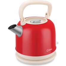 Kırmızı Retro Su Isıtıcı Kettle 1800W, Şık ve Pratik Tasarım