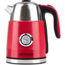 Paslanmaz Çelik Retro Su Isıtıcısı Kettle, Sıcaklık Göstergeli, Kırmızı