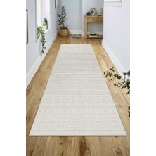 Modern Geometrik Tasarımlı Jüt Dokuma Loop Sisal Krem Renk Halı