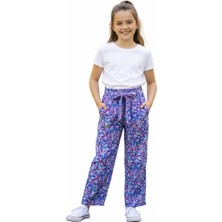 Kız Çocuk Emprime Bol Paçalı Lastikli Bağcıklı Pantolon BGL-ST04625