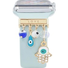 Microsonic Apple Watch Se 3 44MM Kordon Süsü Charm Love Hamsa