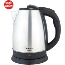 Paslanmaz Çelik Su Isıtıcısı, Kuru Çalışma Koruması, Gri, Delux Serisi