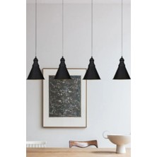 Bamyum Cole Siyah Dörtlü Metal Sarkıt Avize  Lamba Rustik Vintage Iç Mekan Ofis Cafe Otel