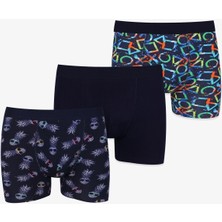 Erkek 3'lü Pamuklu Likralı Boxer