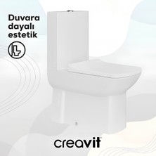 Creavit Lara Beyaz Kanallı Duvara Sıfır Klozet Takım LR360, Creavit Lara Yavaş Kapak