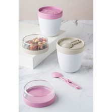 2'li Set Taşınabilir Kaşıklı Yoğurt Kabı - 700 ml Pratik Yemek Saklama ve Müsli Kabı  7176451