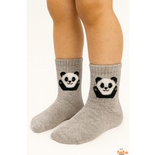 Sevimli Panda Figürlü Çocuk Çorap Pamuklu Günlük ve Okul Çorabı Kız ve Erkek Çocuk Panda Çorap