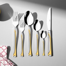 Nehir Fiesta Altın Saten 12 Kişilik 72 Parça Kutulu Çatal Kaşık Bıçak Takımı