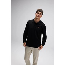 Ellesse Polo Kadın Sweatshirt Düz Desenli 2025 Sonbahar-Kış XL Rahat Kesim Siyah