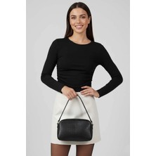Yanı Büzgülü Bluz Siyah T4322