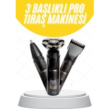 Tıraş Makinesi Profesyonel 3in1 Dijital Göstergeli 3 Başlıklı Erkek Bakım