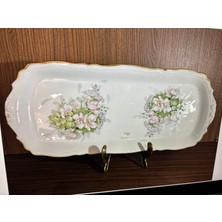 Limoges Sanatçı Imzalı El Boyama Porselen Tepsi - 37,5 cm x 16 cm Ölçülerinde