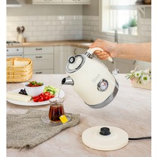 Bej Retro Su Isıtıcı 1,7 L 2200W 360° Kablosuz Tasarım