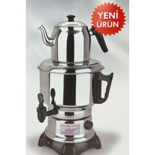 Elektrikli 50 Bardak Çelik Semaver 4,5 Lt Ev Ofis Kullanımı Uyumlu