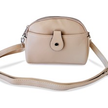 3 Bölmeli Çapraz Kullanıma Uygun Kadın Omuz Çantası Nude