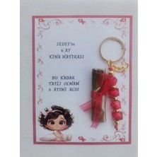 64 Adet Kişiye Özel 6 Ay Kına Hatırası Kırmızı Anahtarlık ve Paketlenmiş Kına Dağıtmalık Hediyelik