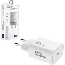 Samsung Galaxy A80 Ile Uyumlu 25W Pd Type-C 3A Süper Turbo Hızlı Şarj Adaptörü
