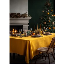 Buldan  Keten  Zerdeçal  Masa Örtüsü