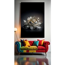 Özkacar Group Beyaz Lotus V1 Ev Duvar Salon Güzellik Salonu Ofis Dükkan Dekarasyon Kanvas Tablo