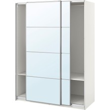Pax Sürgü Kapaklı Gardırop, Beyaz-Aynalı Cam, 150X66X201 cm