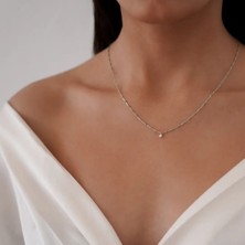 Turkuaz Mineli Minimal Altın Kolye