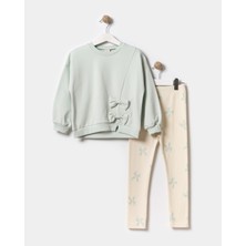 Kız Çocuk Mobil Fiyonklu Dar Paça Taytlı Ikili Takım