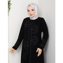 Lotus Çiçek Taşlı Büyük Beden Anne Elbisesi