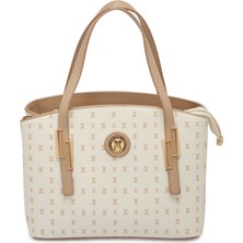 Tergan Bej Print Kadın Omuz Çantası - S1WPR0000805-U4A