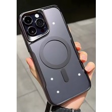 Fibaks Apple iPhone 15 Pro Max Kılıf Prizma Kamera Çıkıntılı Magsafe Şarj Destekli Mat Renkli Şeffaf Kapak