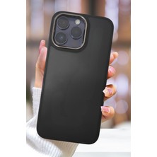 Fibaks Apple iPhone 15 Pro Kılıf Metal Çerçeve Hassas Butonlu Renkli Buzlu Şeffaf Transparan Kapak