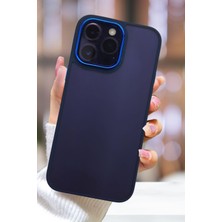 Fibaks Apple iPhone 15 Pro Max Kılıf Metal Çerçeve Hassas Butonlu Renkli Buzlu Şeffaf Transparan Kapak