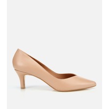 Hotiç Kadın Deri Bej İnce Topuklu Stiletto
