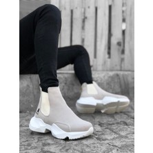 ET0444 Bağcıksız Rahat Yüksek Taban Gri Erkek Spor Yarım Bilek Bot