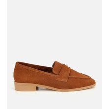 Hotiç Kadın Süet Deri Taba Yumuşak Dokulu Klasik Loafer
