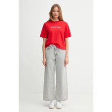 Calvin Klein Kısa Kollu 2 Renkli 3D Nakışlı Logolu Kadın T-Shirt LV047D205G-VTW