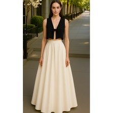 Kadın  Cepsiz Pileli A-Line Abiye Etek