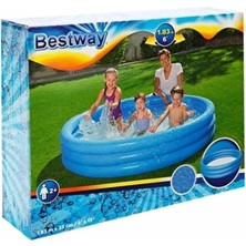 Bestway Jumbo Şişme Havuz 183 x 33 cm 3 Bölmeli Mavi Renkli Dayanıklı Malzeme