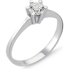 Altın Sepeti Gümüş Altı Tırnak Tektaş Yüzük