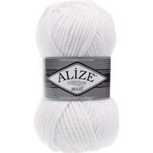 Superlana Maxi El Örgü Ipi Ipliği Yünü Renk Kodu:55 Beyaz