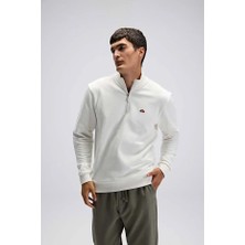 Ellesse Yarım Fermuarlı Sweat Kadın 2XL Günlük Stil Dropsuz Beyaz Renk 2025 Sonbahar-Kış Modeli