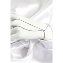 Pirinç Zirkon Taşlı Ezme Zincir Model Gümüş Renk Kadın Şahmeran - Lisinya