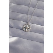 316L Çelik Zincir Gümüş Renk Zirkon Taşlı Kutup Yıldızı Kolye - Lisinya