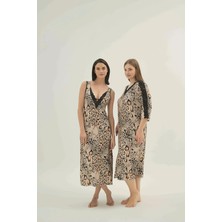 Kadın Maxi Boy Askılı Dantel Detaylı Desenli Rahat Gecelik C3T6N961