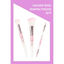 3'lü Pembe Makyaj Fırçası Seti, Şık ve Kullanışlı Güzellik Aksesuarları