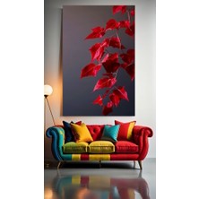 Özkacar Group Kırmızı Çiçek V33 Ev Duvar Salon Güzellik Salonu Ofis Dükkan Dekarasyon Kanvas Tablo