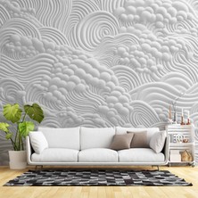 3 Boyutlu Beyaz Köpük Kabartma Duvar Temalı Duvar Kağıdı